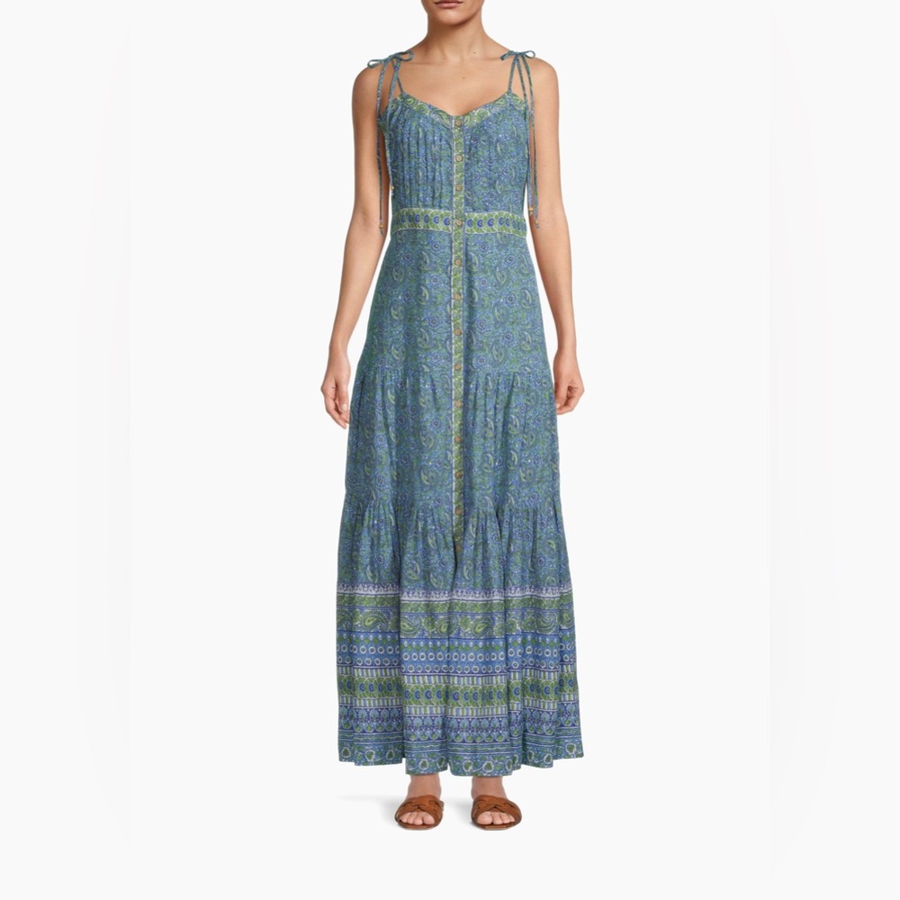 Veronica Beard Blue Green Floral Paisley Windansea Long Maxi Dress size XS